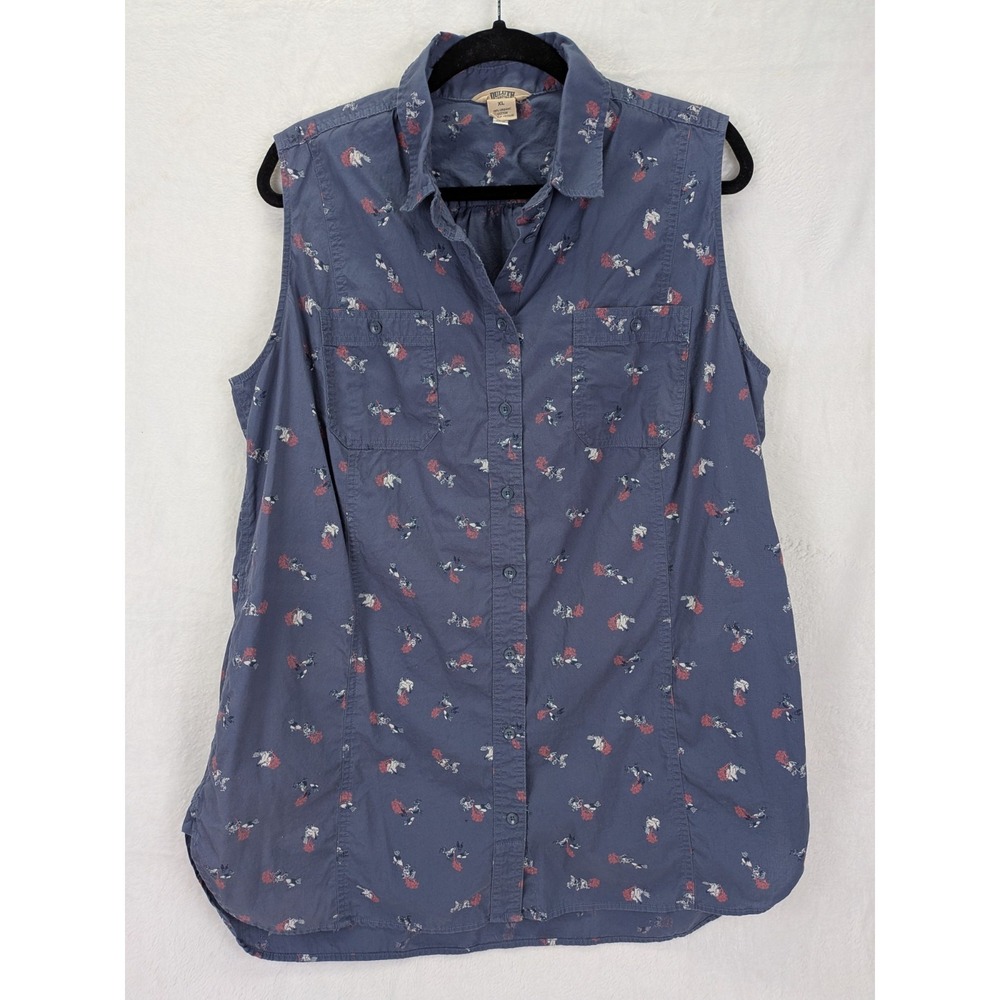 Duluth Trading Free Range Sleeveless Tunic Top XL Chicken Print Cottagecore Farm